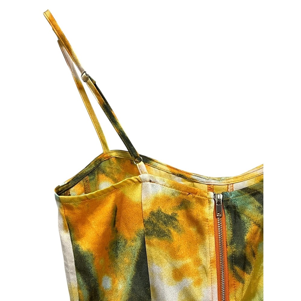 PrettyLittleThing Corset Top Womens US 4 Orange Tie Dye Structured Festival Club - Picture 6 of 8